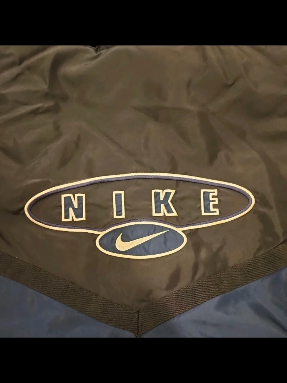 Vintage Y2K Red Tag Nike Down Parka Blue and Black Embroidered Logo Spellout Goo